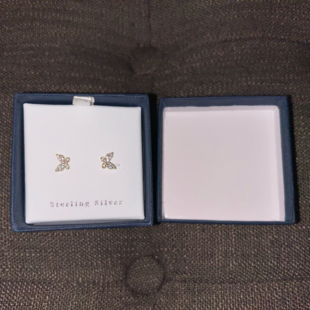 Sterling Silver Gold Plated Butterfly Earrings